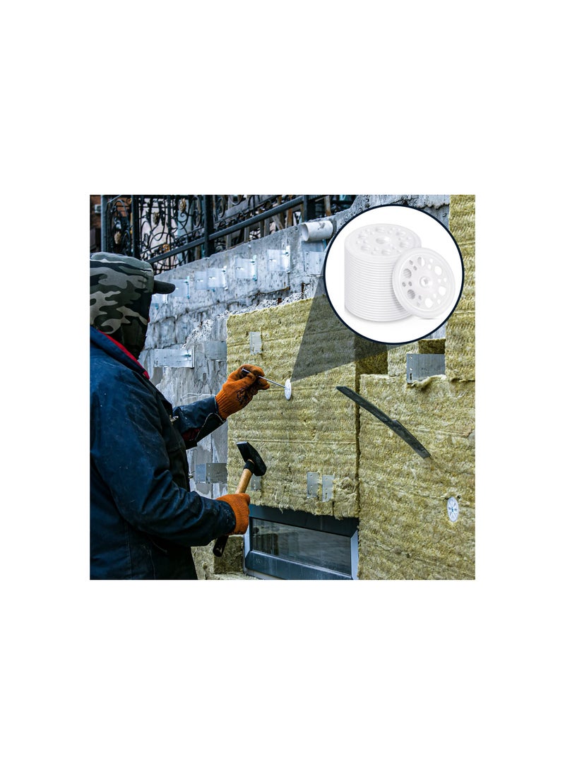 Generic - 45 mm Plastic Washers, Load Spreading Polypropylene Washers for Fixing and Supporting Rigid Foam Insulation Foam Board Load Spreading for Screws Nail, Remove it Easily, Insulation (100 Pcs) - Image 1