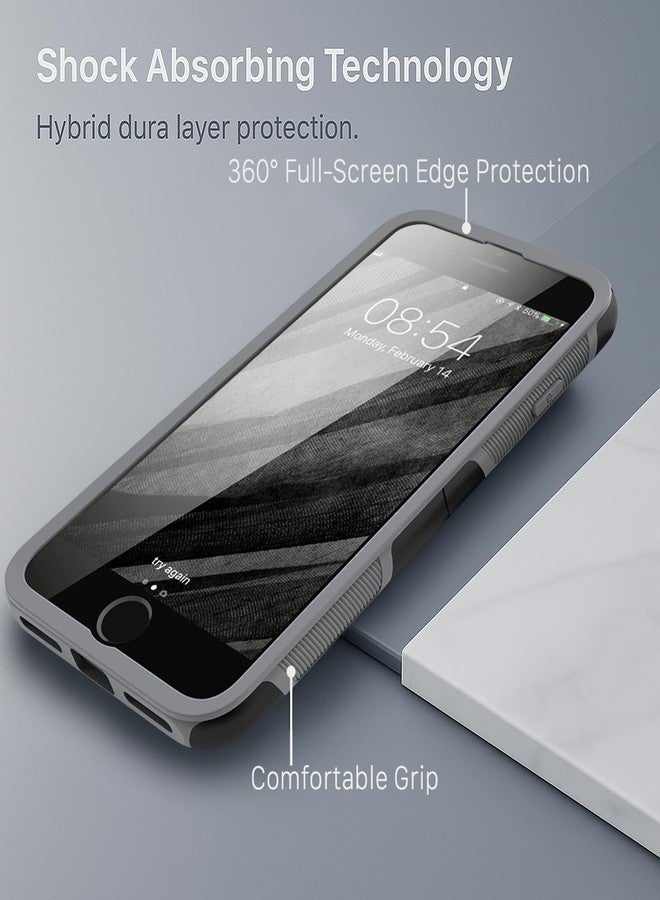 فريق ديلوكس جراب TEAM LUXURY لهاتف iPhone SE (2022/2020)، وiPhone 8، وiPhone 7 - غطاء حماية متين مقاوم للصدمات - متوافق مع الشحن اللاسلكي - (أسود/رمادي) - Image 2