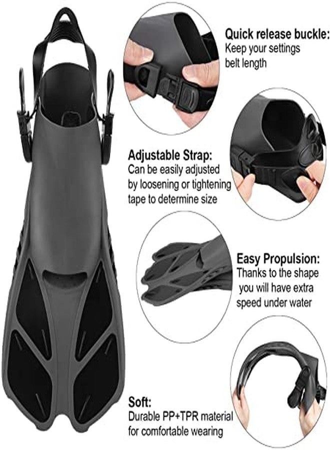 Jolfay طقم غطس Jolfay Mask Fin Snorkel مع معدات غطس للبالغين، قناع غطس بانورامي، زعنفة Trek، أنبوب تنفس جاف + حقائب سفر، أنبوب تنفس للسباحة في المسبح (أسود) - Image 5