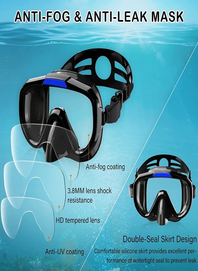 Jolfay طقم غطس Jolfay Mask Fin Snorkel مع معدات غطس للبالغين، قناع غطس بانورامي، زعنفة Trek، أنبوب تنفس جاف + حقائب سفر، أنبوب تنفس للسباحة في المسبح (أسود) - Image 4