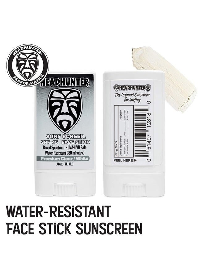 Headhunter Sunscreen Face Stick SPF 45, Waterproof Surf Sunblock for Waterman, Water-Resistant Facial Sunscreen for Ultra-Sport Protection and Solar Defense (80 min), Clear White (1 pack) - Image 2