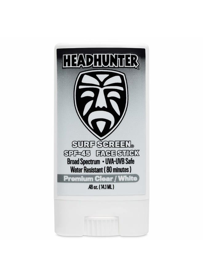 Headhunter Sunscreen Face Stick SPF 45, Waterproof Surf Sunblock for Waterman, Water-Resistant Facial Sunscreen for Ultra-Sport Protection and Solar Defense (80 min), Clear White (1 pack) - Image 1