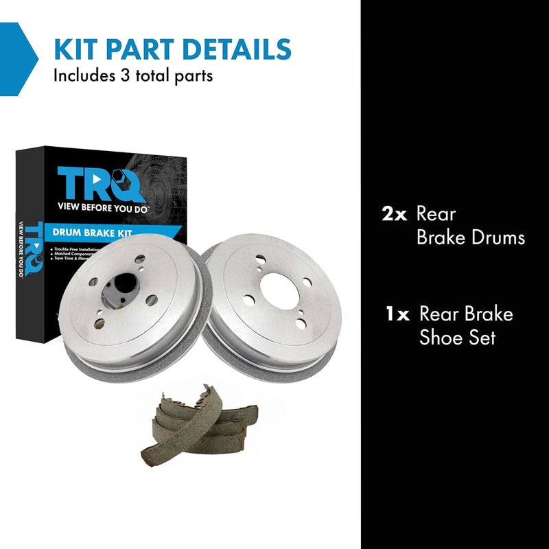 TRQ Rear Brake Shoe & Drum Kit Compatible with 2000-2005 Toyota Echo - Image 2