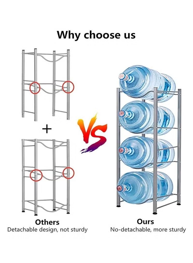 4-Tier Water Bottle Holder Cooler Jug Rack 4 Gallon Water Bottle Storage Rack Detachable Heavy Duty Chrome Water Bottle Cabby Rack with Holder - Image 5