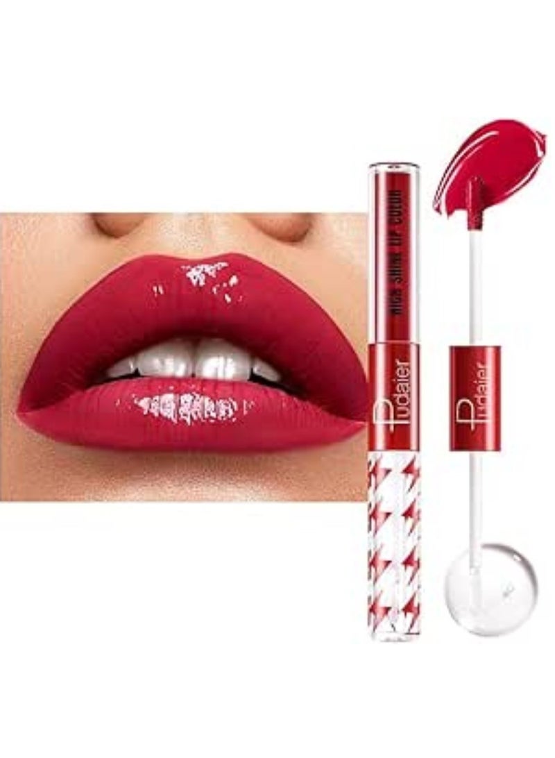 بوداير ملمع شفاه عالي اللمعان مع زيت شفاه شفاف بلون ثابت ، أحمر شفاه سائل مزدوج الأطراف يدوم حتى 12 ساعة ، خفيف الوزن وغير لزج ، 2 مل (12) - Image 1