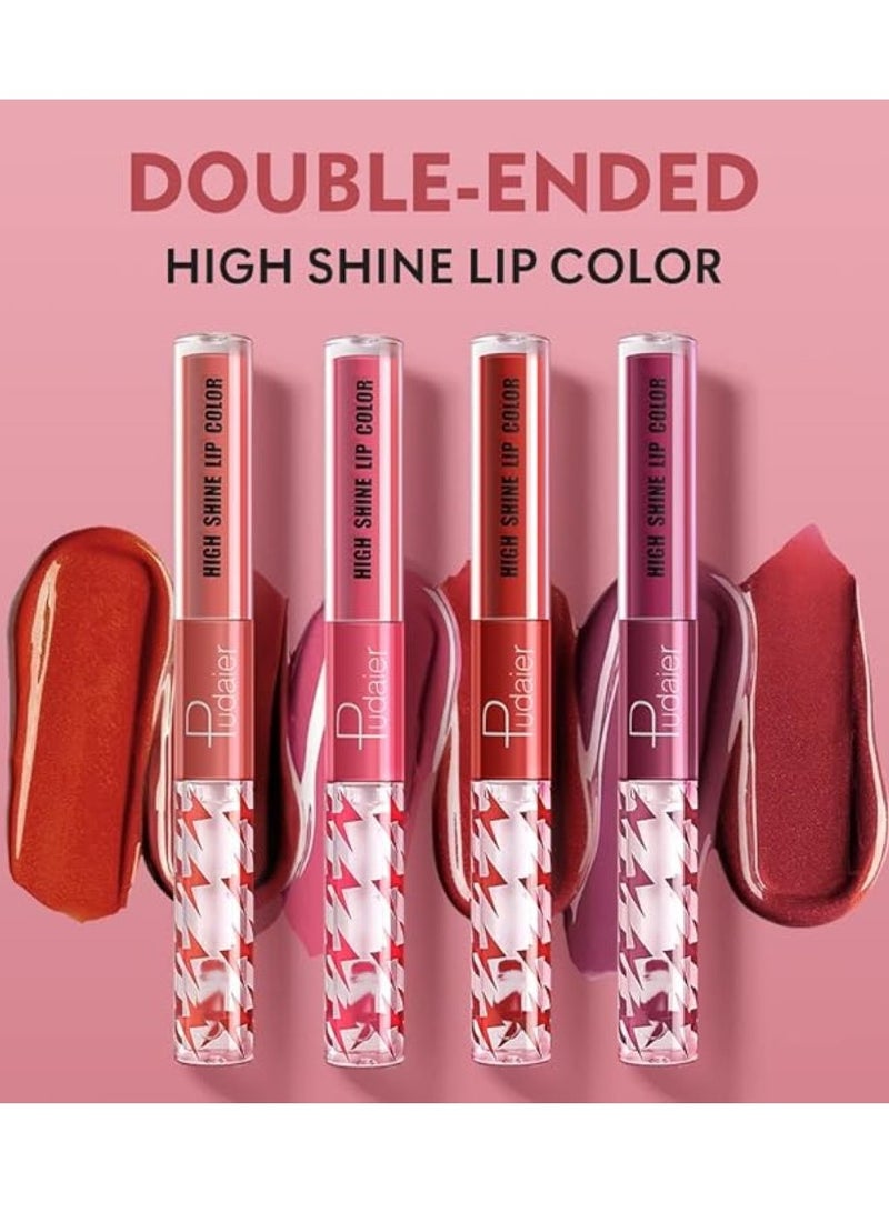 بوداير ملمع شفاه عالي اللمعان مع زيت شفاه شفاف بلون ثابت ، أحمر شفاه سائل مزدوج الأطراف يدوم حتى 12 ساعة ، خفيف الوزن وغير لزج ، 2 مل (12) - Image 2