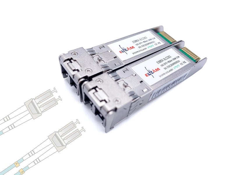 Elfcam ® - 2 Pack 10Gb SFP+ Transceiver Module 850nm SR, Compatible with Cisco SFP-10G-SR and Open Switch, with LC/UPC Duplex Multimode Connector (OM3/OM4/OM5), 10GBase-SR SFP+, DDM 300M - Image 1