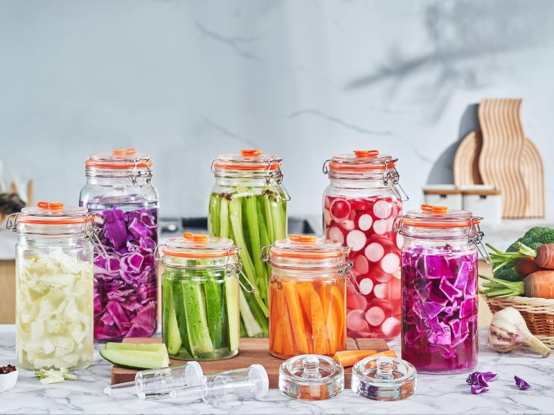 JILLMO Fermenting Jar, 2 Liter Glass Fermentation Kit with Fermenting Weights and Airlocks for Kombucha, Sauerkraut, Pack of 2 - Image 5