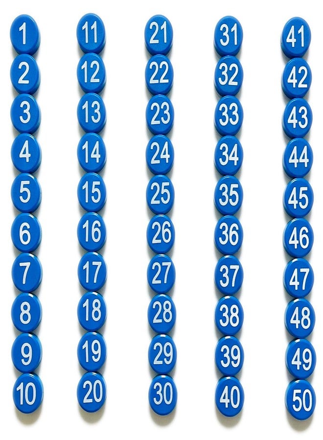 Magrooyar 1-50 Magnetic Numbers, Magnets with Number for Dry Erase Boards, Round Number Refrigerator Magnets for Whiteboard in Home and Office (0.8" Diameter, Blue) - Image 1