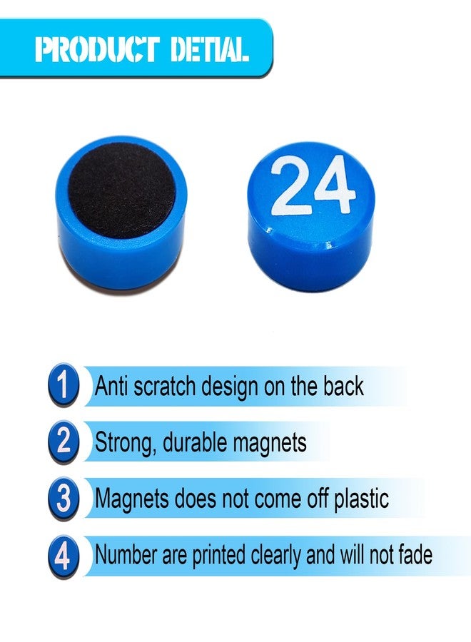 Magrooyar 1-50 Magnetic Numbers, Magnets with Number for Dry Erase Boards, Round Number Refrigerator Magnets for Whiteboard in Home and Office (0.8" Diameter, Blue) - Image 4