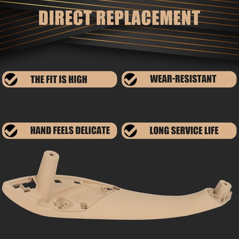 WEILEITE Front Interior Door Pull Handles Grab Bracket Trim Set Compatible with 320i,328i,330i,340i,418i,420i,428i,430i,435i,440i,M3,M4 & BMW 3 Series 4 Series Replace 51417279311(Beige,4Pcs) - Image 3
