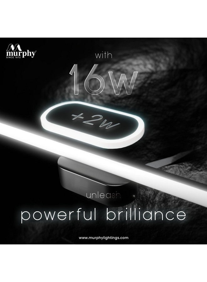 MURPHY Murphy Aluminium 16+2W Black Finish Led Picture Photo Frame Light/Bathroom Dressing Table Light With 3 Color Changing Light (White,Warm White And Natural White), Pack Of 3  - Image 5