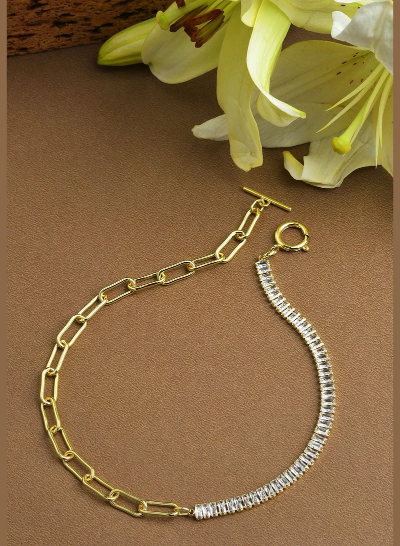 SOHI Gold Plated Stone Necklace