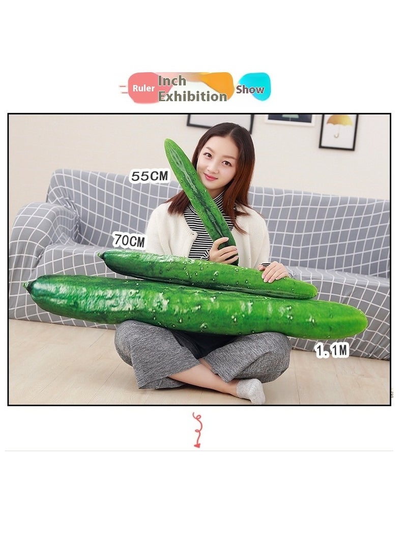 Simulation Cucumber Throw Pillow 70cm Soft Cotton Stuffed Sleeping Pillow Plush Kids Body Pillow Long Doll Toy (Green) - Image 3