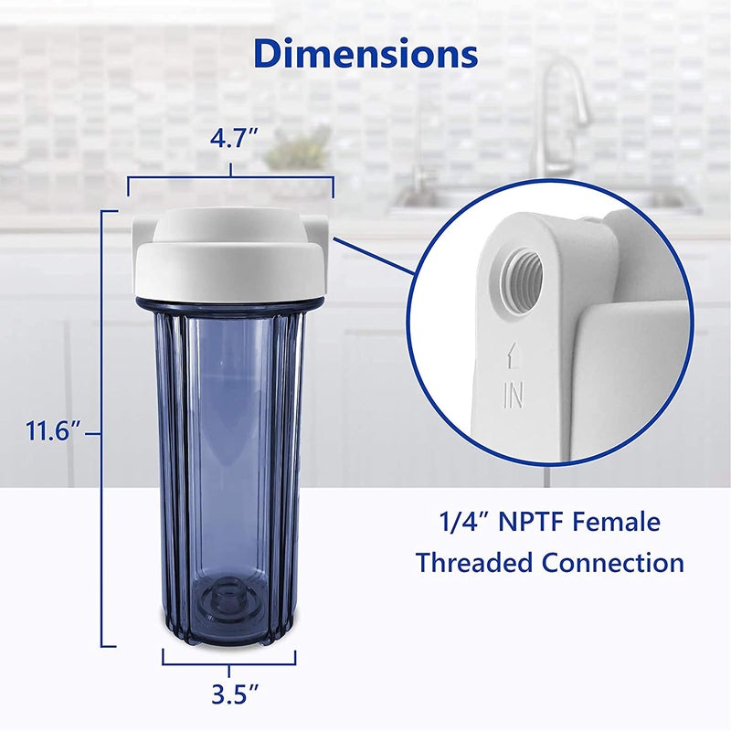 Ocean Drop Water Filter Whole House RO PreFilter Housing for Dirt Sand Slit Rust and ScaleClear White ro Housing 14 Ports White Flat Cap IMPORTEDCLEARE7PCSSET wAccessories - Image 2