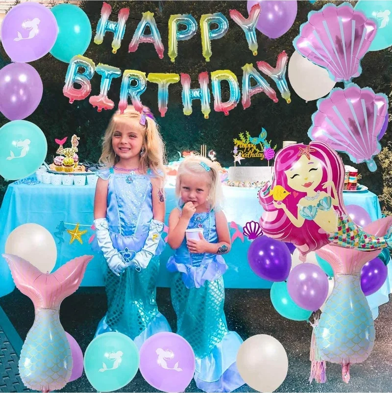 Bkmc Mermaid Birthday Party Decorations for Girls, Birthday Party Sets Ornament