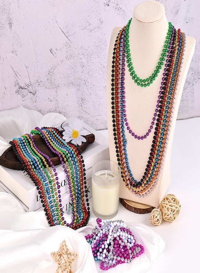 MAOFENG 150pcs Mardi Gras Beads 33in Colorful Bead Necklaces Clothing Accessories Bulk for Carnival Wedding Birthday Parade Throws Party Supplies Decor Favors - Image 3