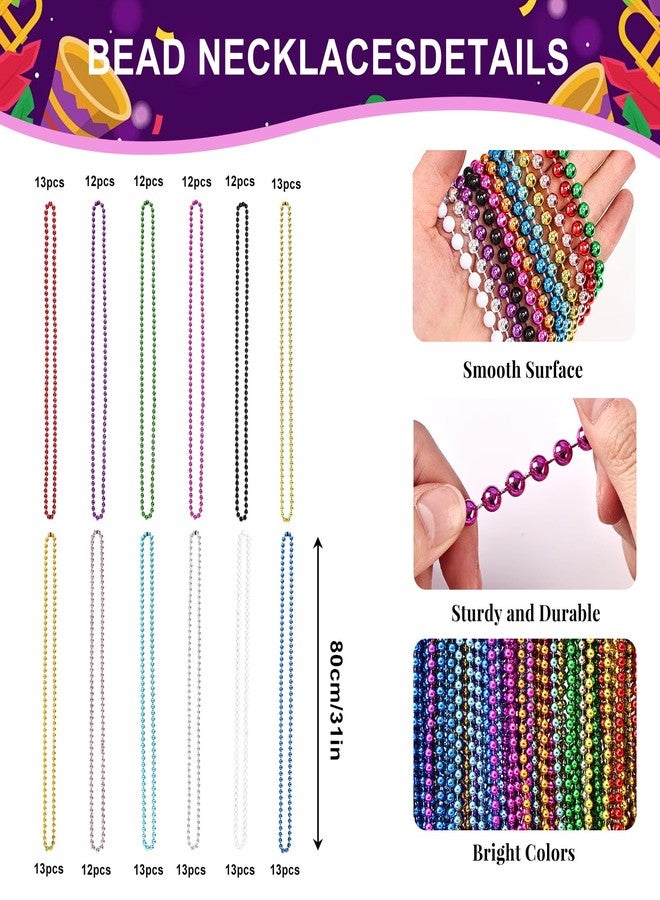 MAOFENG 150pcs Mardi Gras Beads 33in Colorful Bead Necklaces Clothing Accessories Bulk for Carnival Wedding Birthday Parade Throws Party Supplies Decor Favors - Image 2