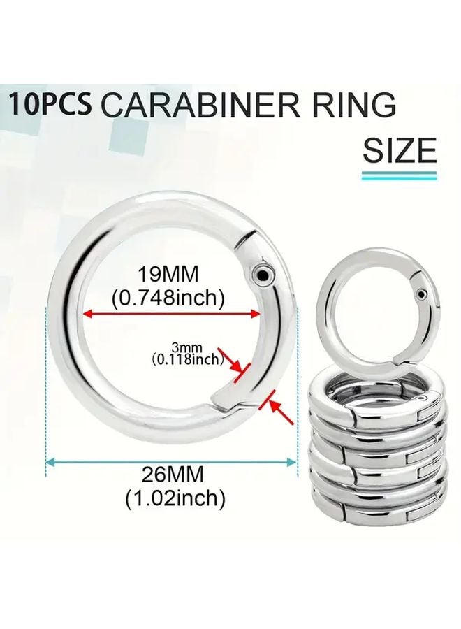 10pcs Silvery Zinc Alloy Spring O Rings Snap Hooks Round Metal Separation Rings For DIY Crafts - Image 1