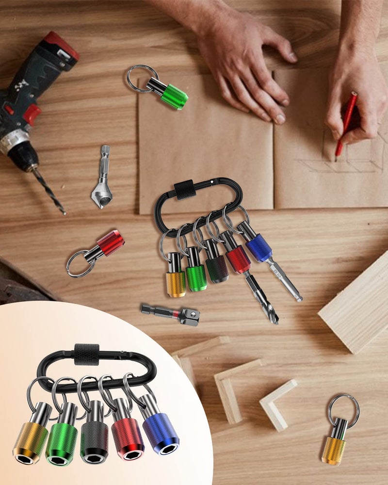 Katerk Upgrade, Steel Material, Katerk 5PCS 1/4 Inch Hex Shank Screwdriver Bits Holder Extension Bar Screw Adapter Drill Handy Heavyduty Keychain Bit Holder for Electric Screwdrivers, 5 Colors - Image 5