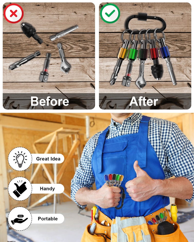 Katerk Upgrade, Steel Material, Katerk 5PCS 1/4 Inch Hex Shank Screwdriver Bits Holder Extension Bar Screw Adapter Drill Handy Heavyduty Keychain Bit Holder for Electric Screwdrivers, 5 Colors - Image 3