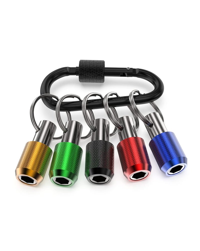 Katerk Upgrade, Steel Material, Katerk 5PCS 1/4 Inch Hex Shank Screwdriver Bits Holder Extension Bar Screw Adapter Drill Handy Heavyduty Keychain Bit Holder for Electric Screwdrivers, 5 Colors - Image 1