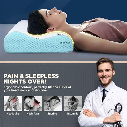 Blairmore Memory Foam Pillow, Contour Cervical Orthopedic Memory Foam Pillows Supports Neck Pain and Shoulder Pain for Sleeping, Ergonomic Cervical Pillow Neck Support Pillow for Side Back (Y1) - Image 3