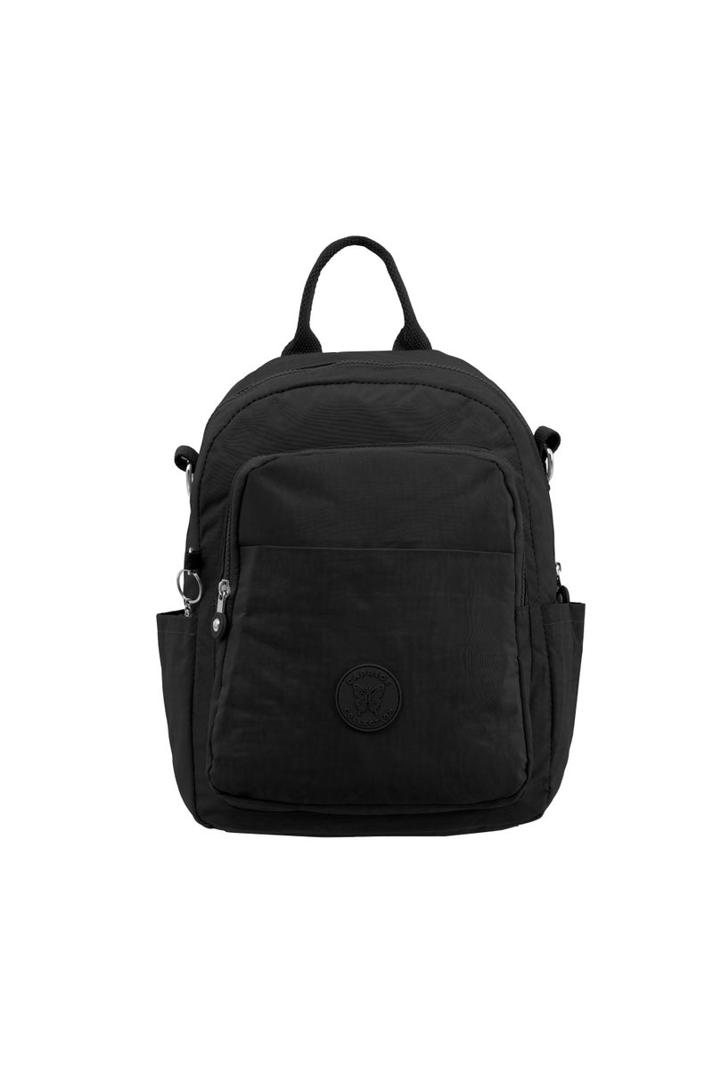 CAPRICE COLLECTION Unisex AllDay Small Backpack – Waterproof Nylon, Adjustable Straps, Detachable Shoulder Strap Black  - Image 1