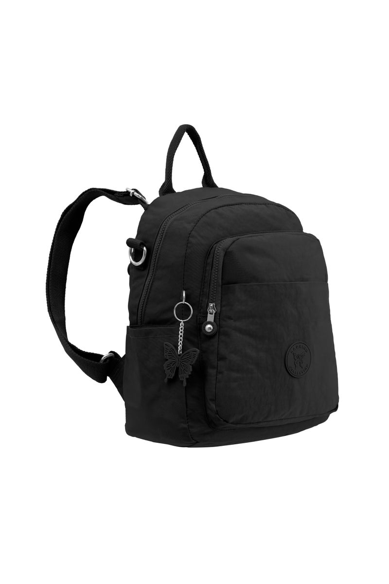 CAPRICE COLLECTION Unisex AllDay Small Backpack – Waterproof Nylon, Adjustable Straps, Detachable Shoulder Strap Black  - Image 2