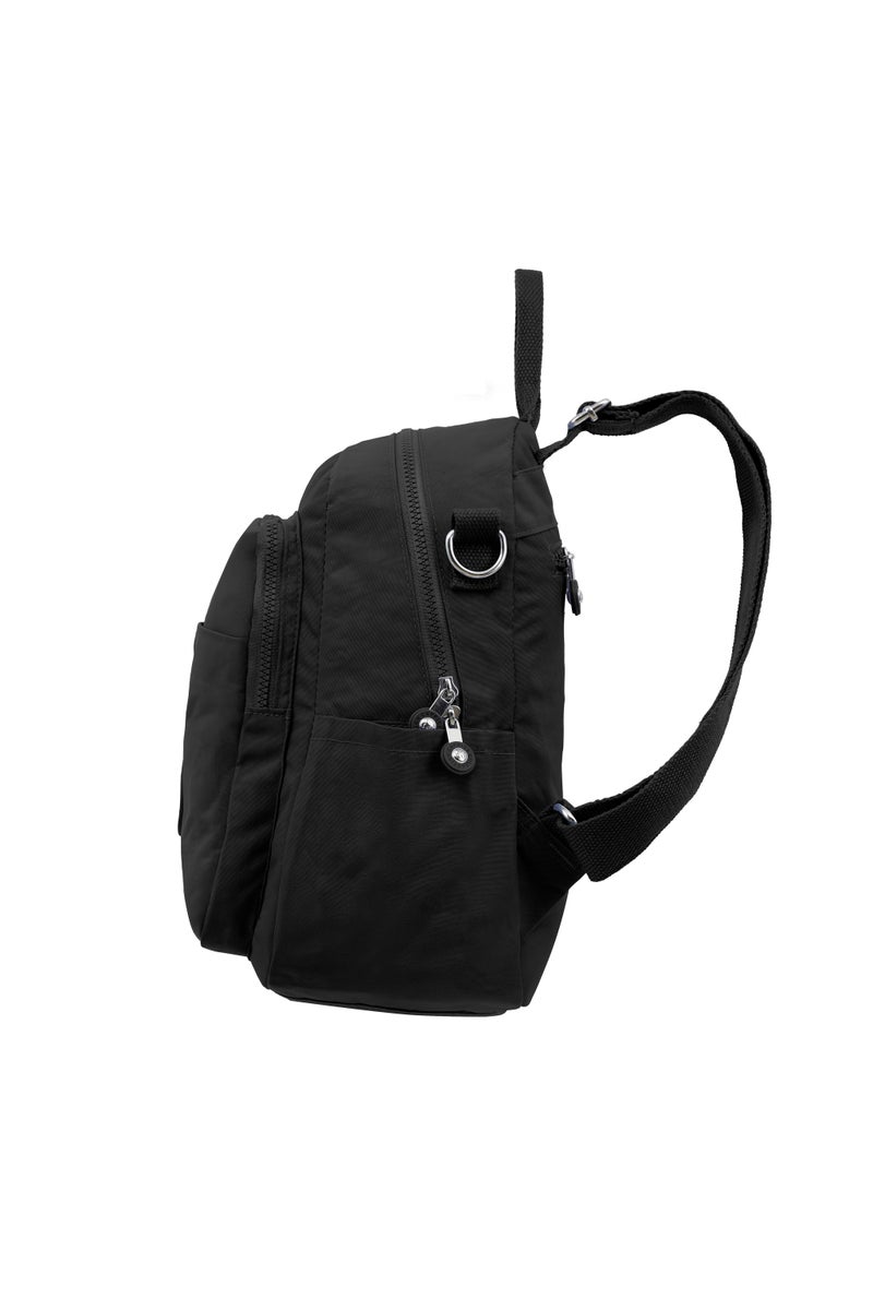 CAPRICE COLLECTION Unisex AllDay Small Backpack – Waterproof Nylon, Adjustable Straps, Detachable Shoulder Strap Black  - Image 3