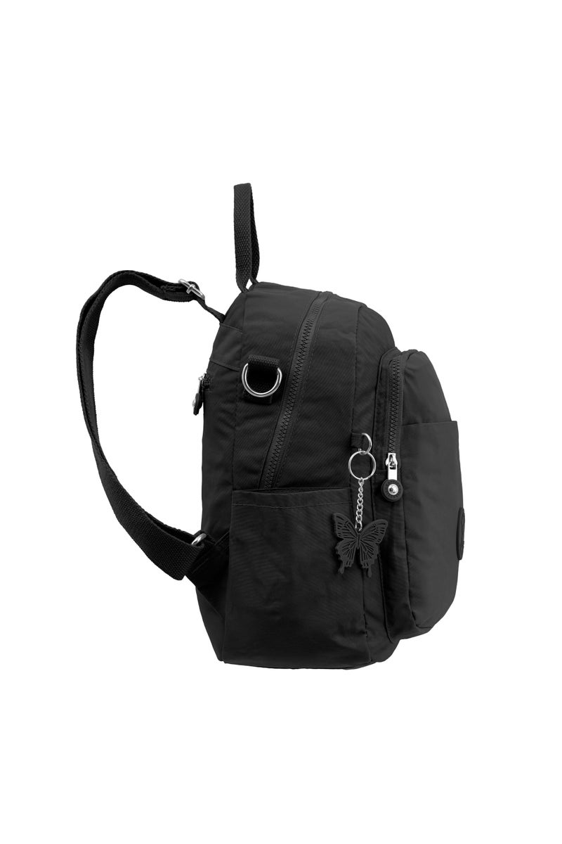 CAPRICE COLLECTION Unisex AllDay Small Backpack – Waterproof Nylon, Adjustable Straps, Detachable Shoulder Strap Black  - Image 4