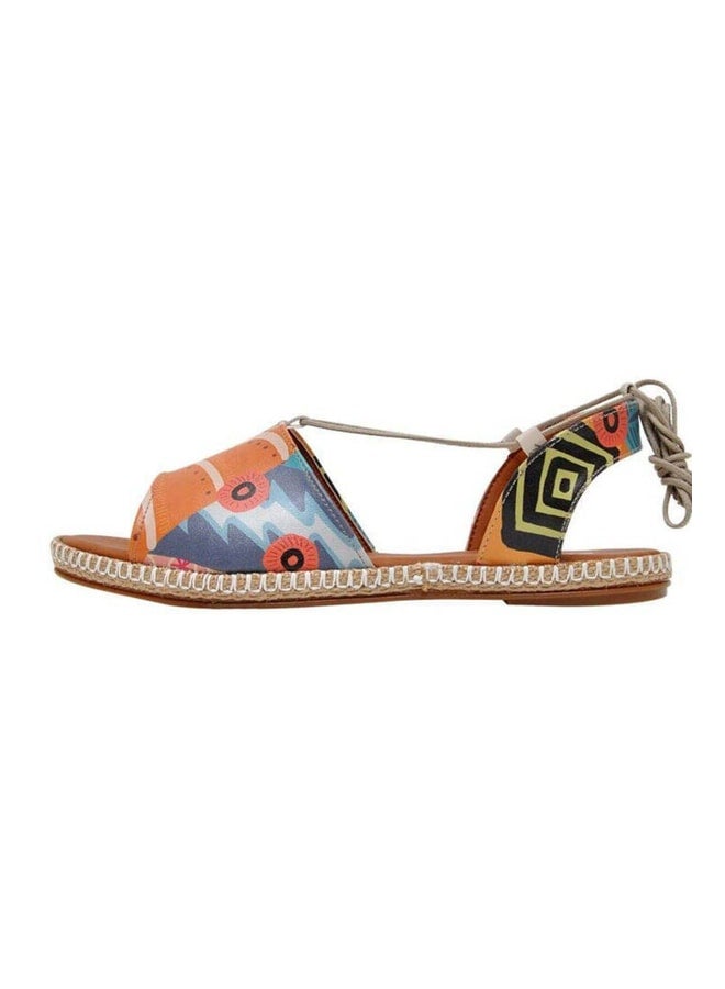 Dogo Women's Vegan Leather Orange Lace-Up Sandals - Welcome to the Tribe Design. - Image 3