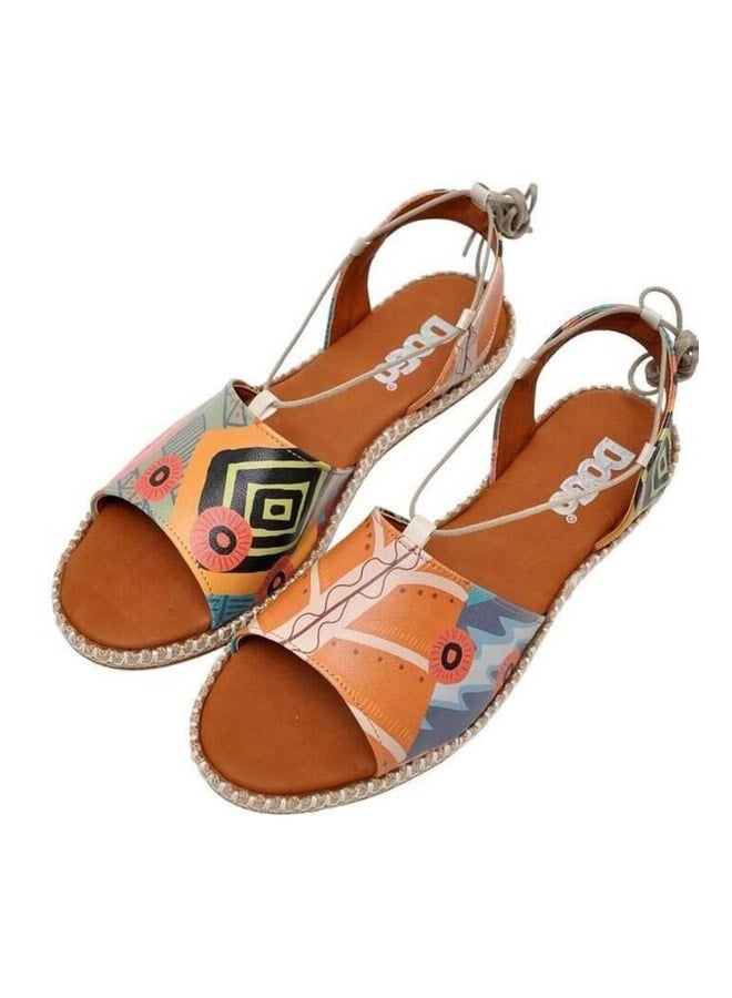 Dogo Women's Vegan Leather Orange Lace-Up Sandals - Welcome to the Tribe Design. - Image 2