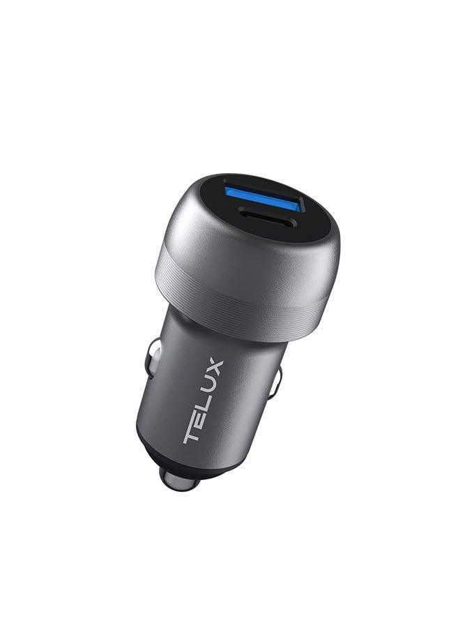 TELUX POWERGO 48W Fast Car Charger, Dual Port USB-C & USB-A, Compact Car Adapter, LED Indicator, Universal Compatibility for iPhone, iPad, Samsung and More - Image 1