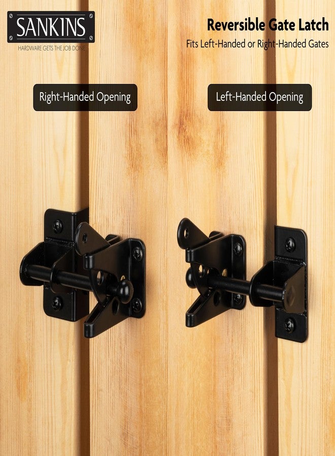 SANKINS Self-Locking Gate Latch for Wooden Fence Gate Heavy Duty, Post Mount Automatic Gravity Lever Gate Fence Door Latches for Wooden Fence Secure Pool Garden Shed, Black - Image 3