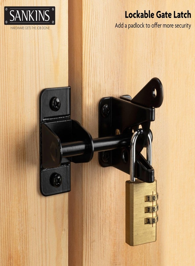 SANKINS Self-Locking Gate Latch for Wooden Fence Gate Heavy Duty, Post Mount Automatic Gravity Lever Gate Fence Door Latches for Wooden Fence Secure Pool Garden Shed, Black - Image 4