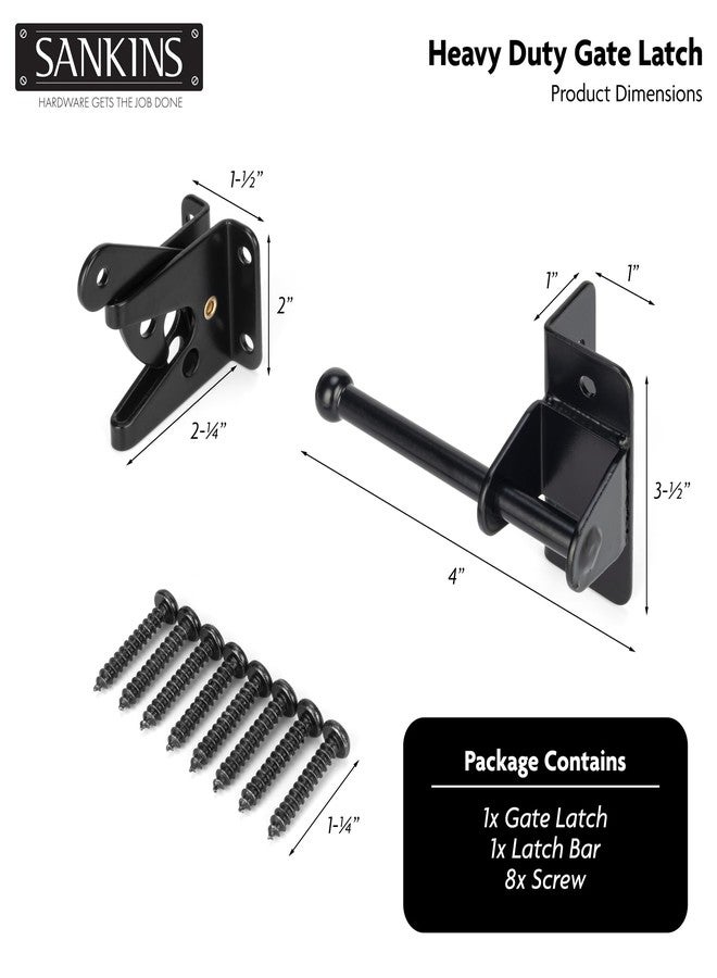SANKINS Self-Locking Gate Latch for Wooden Fence Gate Heavy Duty, Post Mount Automatic Gravity Lever Gate Fence Door Latches for Wooden Fence Secure Pool Garden Shed, Black - Image 2