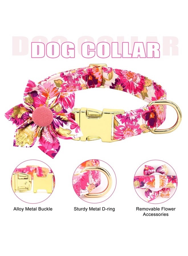 BEIRUI Cute Girl Dog Collars, Harnesses & Leashes Set - Adjustable Dog Collar and Leash Set with Flower - Soft Mesh Dog Vest Harness for Puppies Small Medium Dogs (Pink-2,M) - Image 3