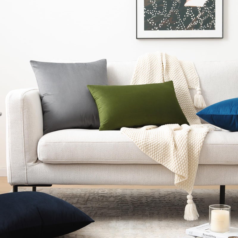 Mixhug Set of 2 Cozy Velvet Square Decorative Throw Pillow Covers for Couch and Bed, Grey, 18 x 18 Inches - Image 4