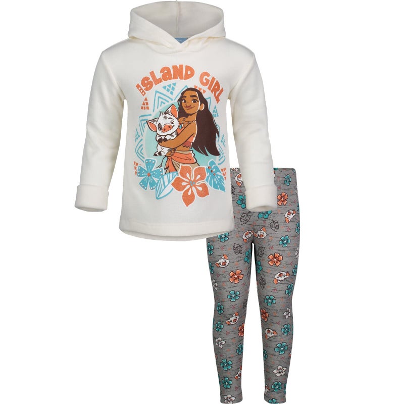 Disney Moana Toddler Girls Pullover Hoodie and Leggings Outfit Set White 5T - Image 1