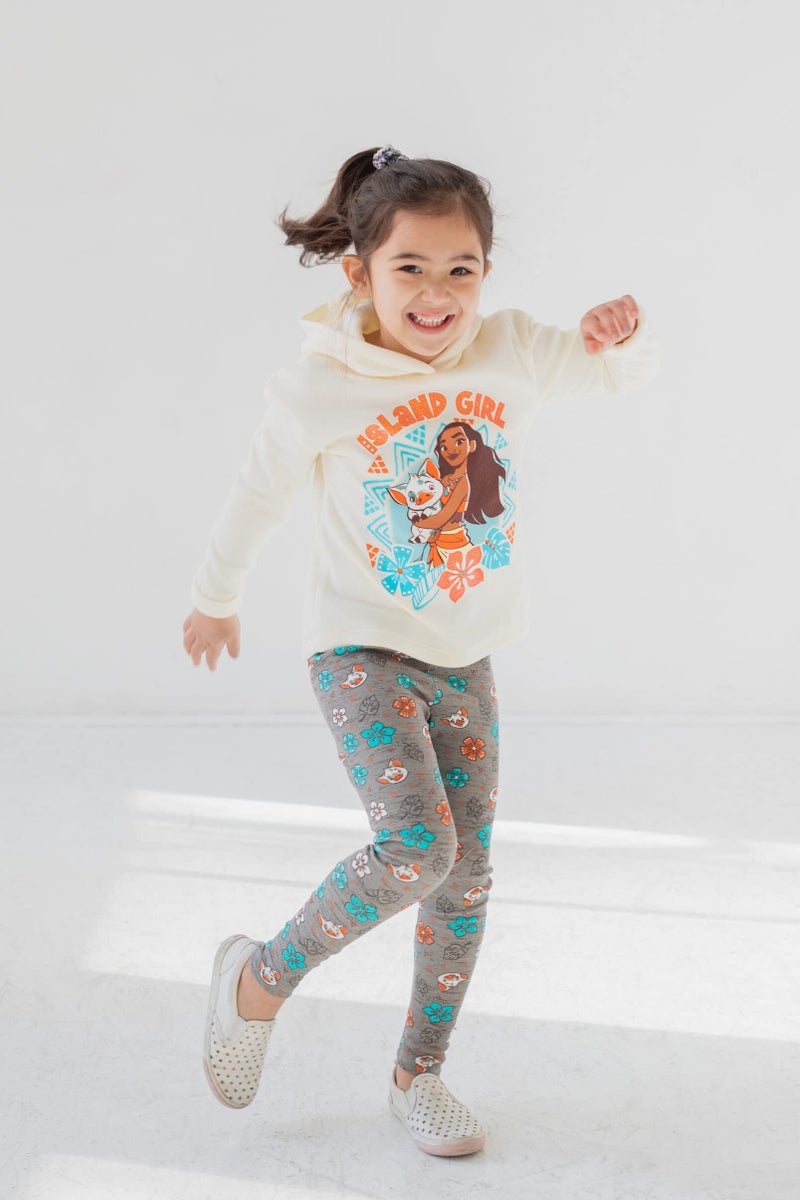 Disney Moana Toddler Girls Pullover Hoodie and Leggings Outfit Set White 5T - Image 2