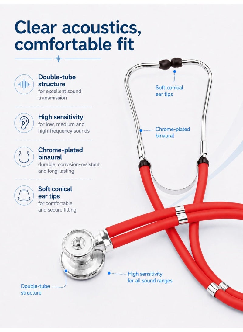 B.Well WS-3 Red Sprague Rappaport Type Stethoscope with Accessory Kit - Image 5