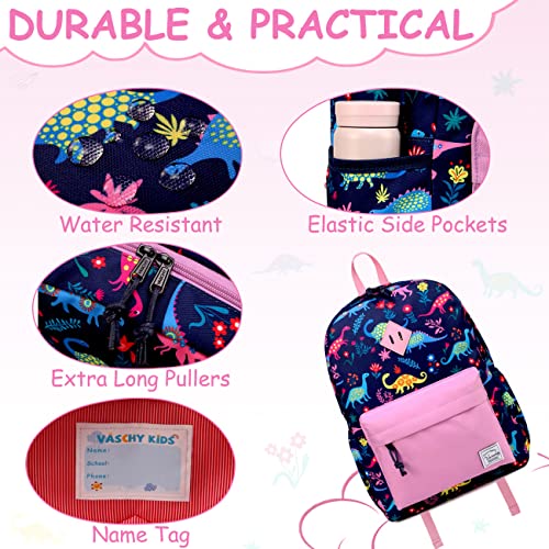 VASCHY Dinosaur Backpack for Girls, Kids Water Resistant Lightweight Backpack for Toddlers Daycare Preschool Purple - Image 5