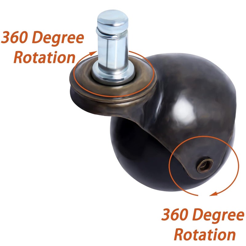 Podoy 2 inch Antique Caster Wheels for Furniture Legs, Vintage Caster Wheels Replacement for Furniture, Office Chairs, Sofa, Coffee Table, Cabinets Wheels Using for Hardwood Floor (5 Pack) - Image 4