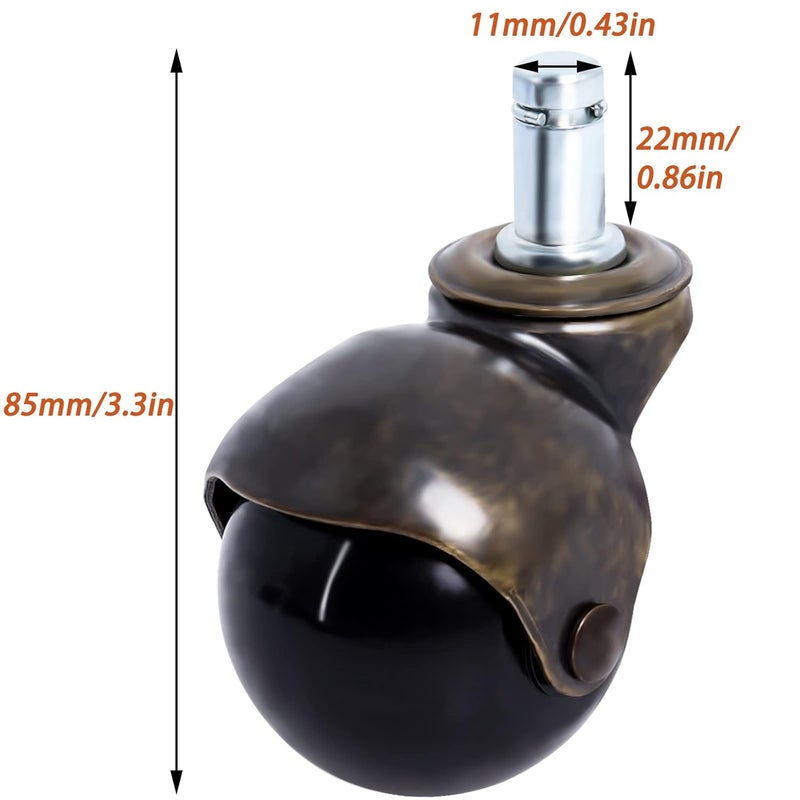 Podoy 2 inch Antique Caster Wheels for Furniture Legs, Vintage Caster Wheels Replacement for Furniture, Office Chairs, Sofa, Coffee Table, Cabinets Wheels Using for Hardwood Floor (5 Pack) - Image 2