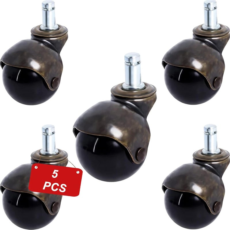 Podoy 2 inch Antique Caster Wheels for Furniture Legs, Vintage Caster Wheels Replacement for Furniture, Office Chairs, Sofa, Coffee Table, Cabinets Wheels Using for Hardwood Floor (5 Pack) - Image 1