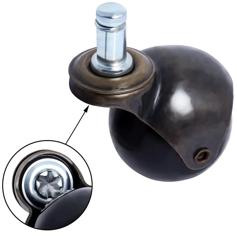 Podoy 2 inch Antique Caster Wheels for Furniture Legs, Vintage Caster Wheels Replacement for Furniture, Office Chairs, Sofa, Coffee Table, Cabinets Wheels Using for Hardwood Floor (5 Pack) - Image 5