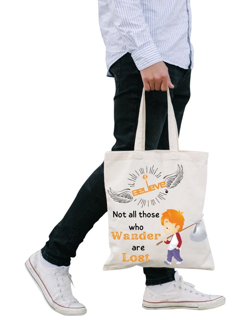 STRUTT Canvas Reusable I Believe Bags|100% Organic Cotton Shopping Bag| Multi-Purpose Eco Friendly|Sturdy Canvas Bag with 15kgs Capacity | College Bag I Daily UseI Single Pack (in Wandering) - Image 5