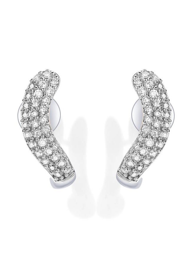 PAVOI 14K Gold Plated 925 Sterling Silver Post CZ Wavy Stud Earrings | Twisted Wave Cubic Zirconia Half Huggie Earrings for Women, 13mm, Yellow Gold, Cubic Zirconia - Image 1