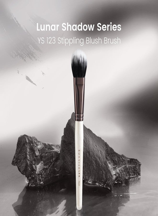 ROWNYEON Lunar Shadow Stippling Blush Brush with Synthetic Bristles for Liquid & Cream - Streak-Free, No-Patch Finish for Natural Flush (YS123) - Image 2
